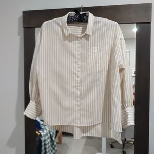 Reformation Elinor blouse top in tan stripe size 8